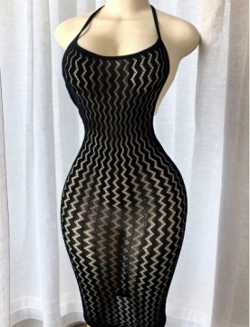 Velora Eclipse – Zigzag Mesh Bodystocking